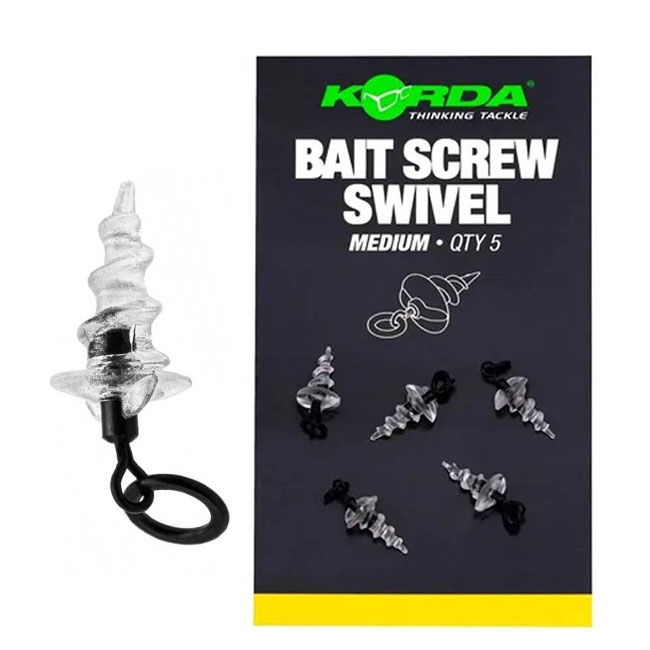 Винт за стръв с вирбел KORDA Micro Ring Swivel Bait Screw Medium 5бр. | CARPMOJO.com