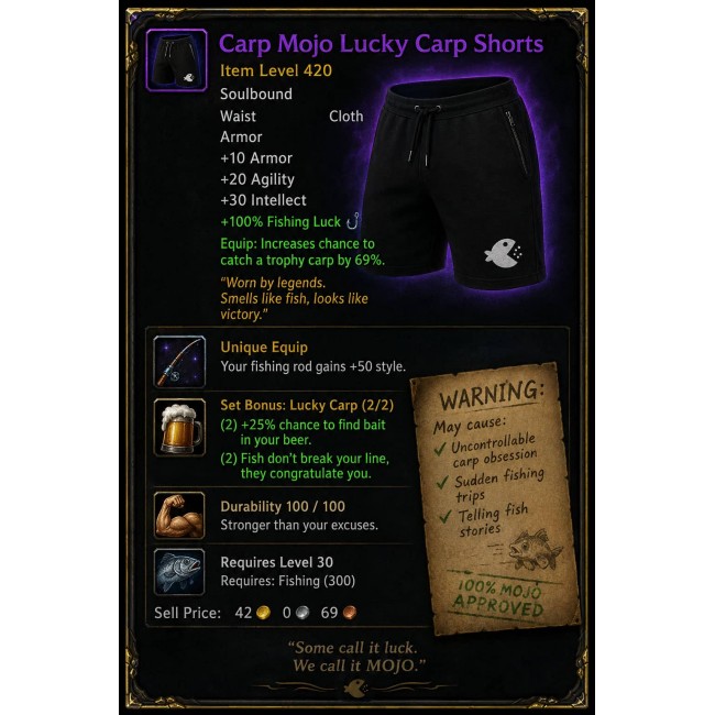 Къси панталони CARP MOJO Lucky Carp | CARPMOJO.com