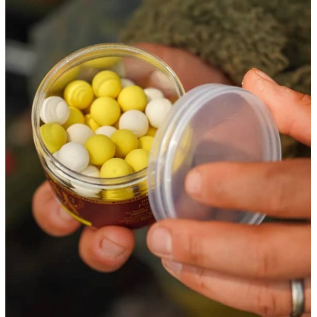 Топчета за стръв OMC Paella Boosted Fluoro Pop-Up White and Yellow 14mm | CARPMOJO.com