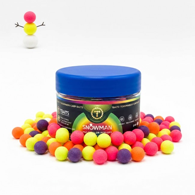 Топчета за стръв T-BAITS SNOWMAN Multicolor Pop Ups 8mm | CARPMOJO.com